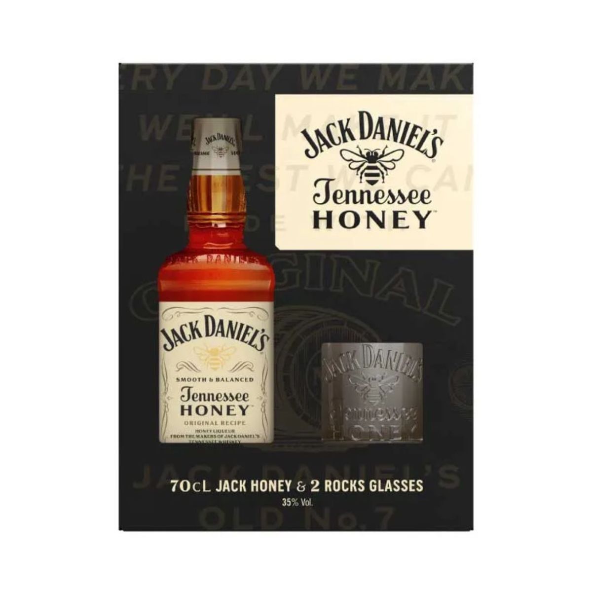JACK DANIELS - Pack Jack Daniel’s Honey 750cc + 2 Vasos Cortos Rocks Glasses