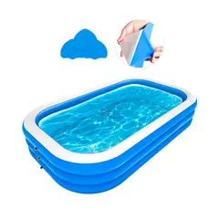 HOMEN - Piscina Inflable Rectangular Familiar Azul 165x290 Cm 3 Anillos + Parche