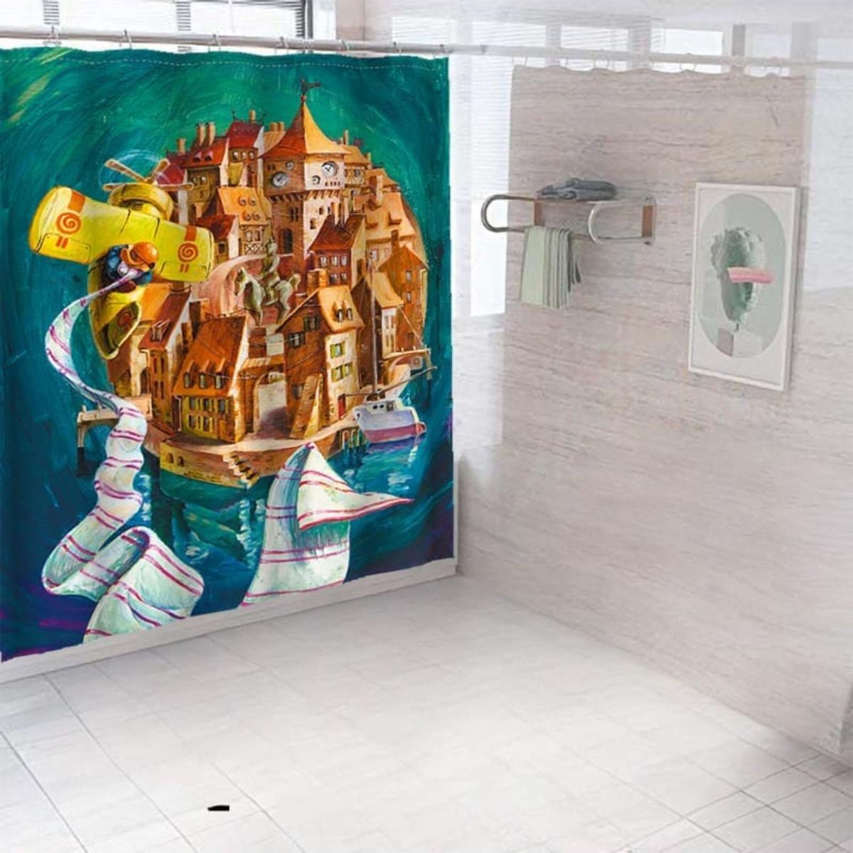 GENERICO - CORTINA DE BAÑO CON FORRO DE DUCHA 180180 cm