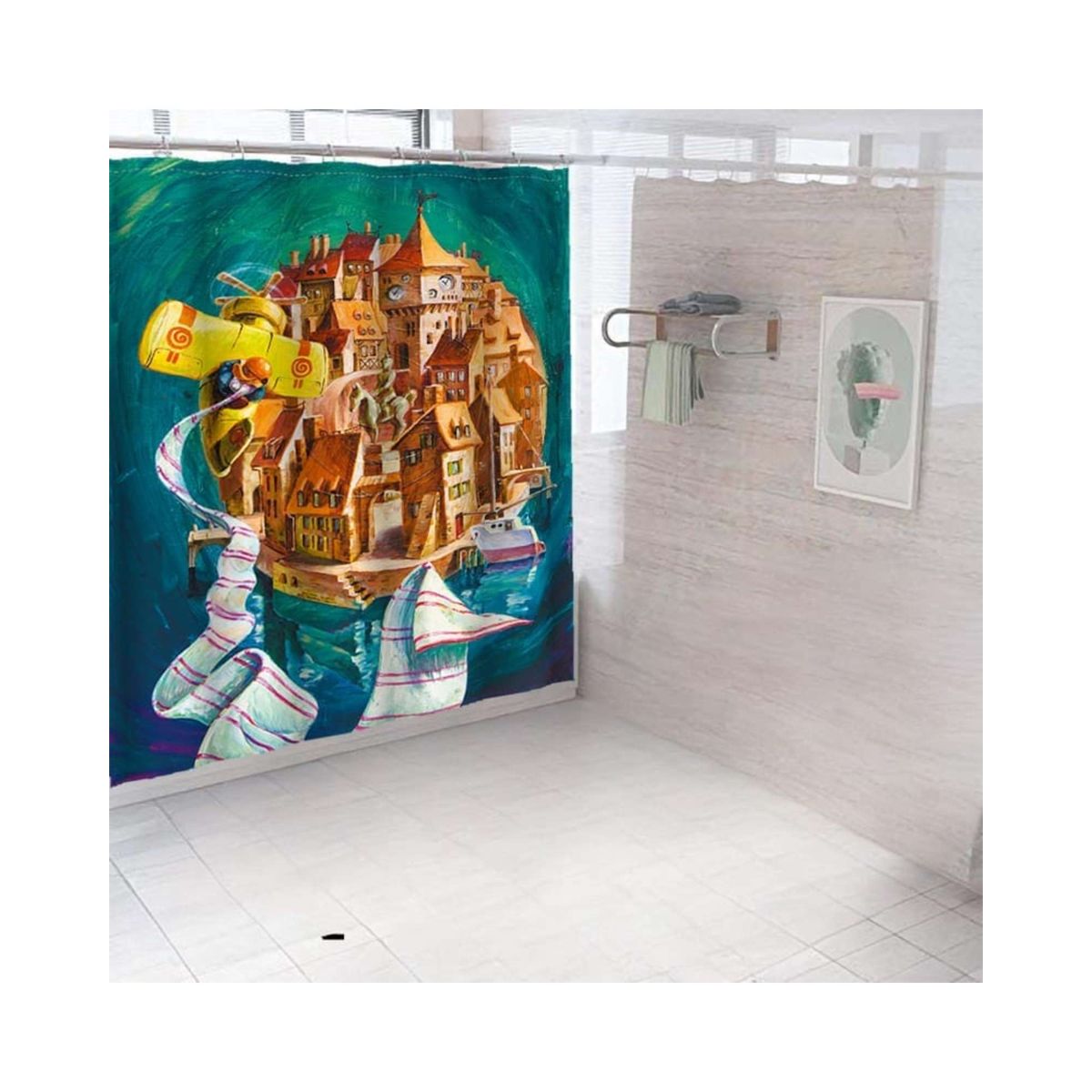 GENERICO - CORTINA DE BAÑO CON FORRO DE DUCHA 180180 cm