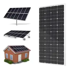 GENERICO - Panel Solar Monocristalino Fotovoltaico 12v 100w Color Negro Voltaje Máximo Del Sistema 21v