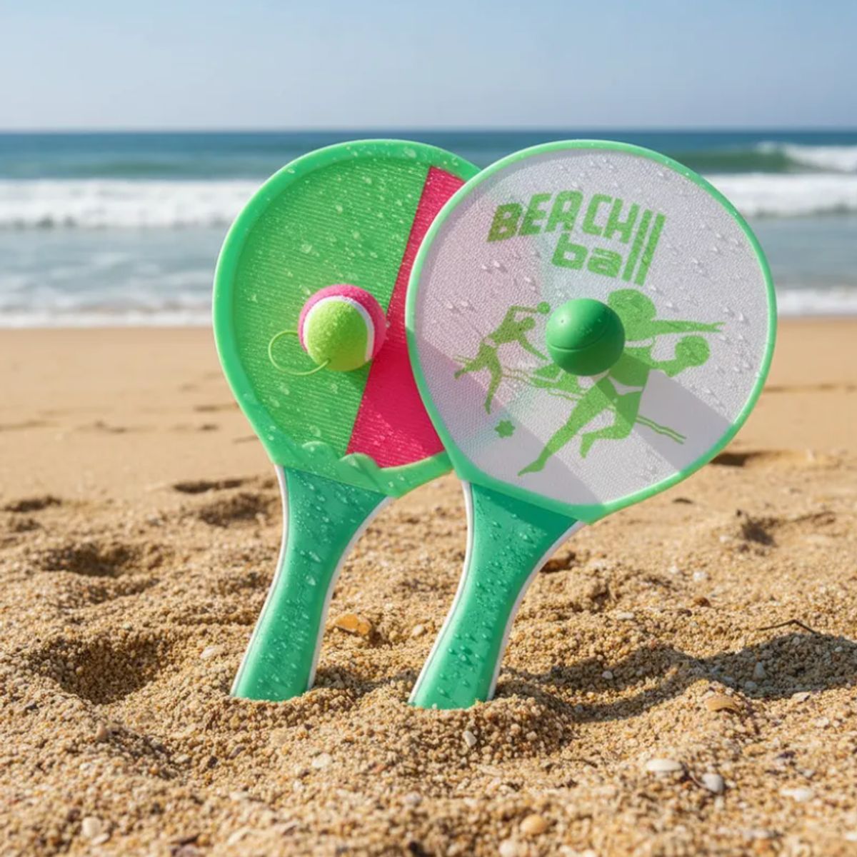 GENERICO - Juego De Paletas De Playa 2 En 1 Con Velcro Y Pelota 35cm