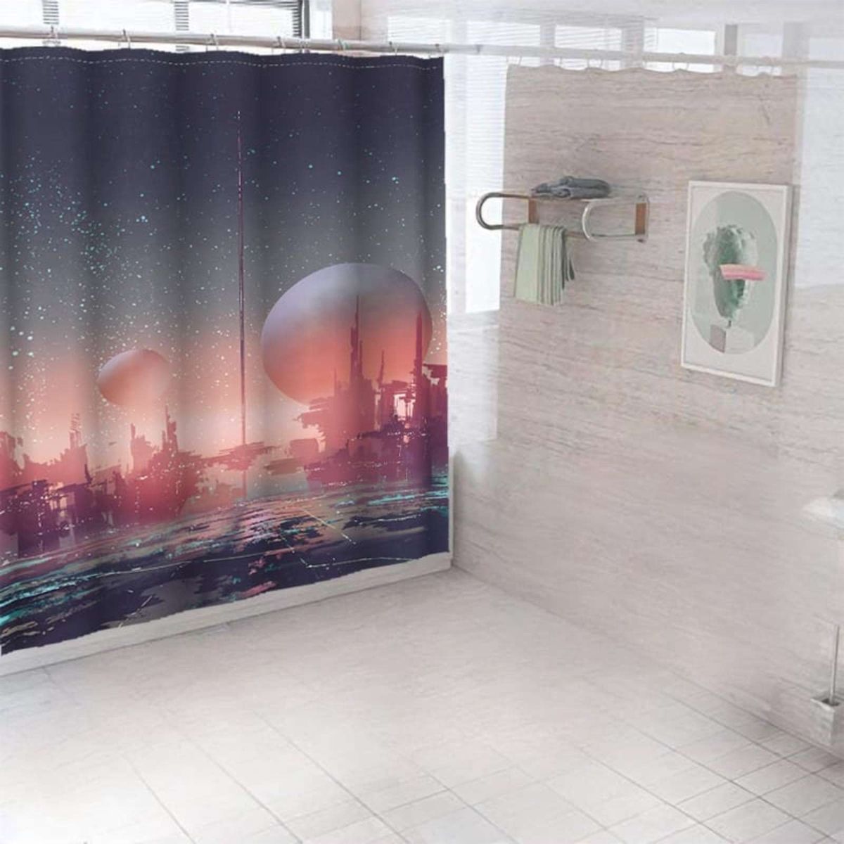 GENERICO - CORTINA DE BAÑO CON FORRO DE DUCHA 180180 cm