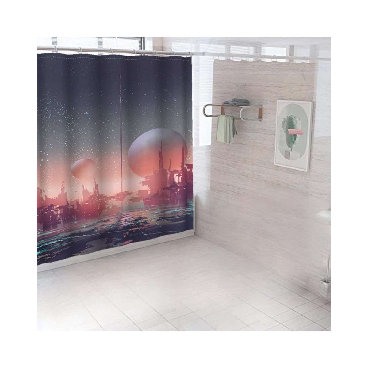 GENERICO - CORTINA DE BAÑO CON FORRO DE DUCHA 180180 cm