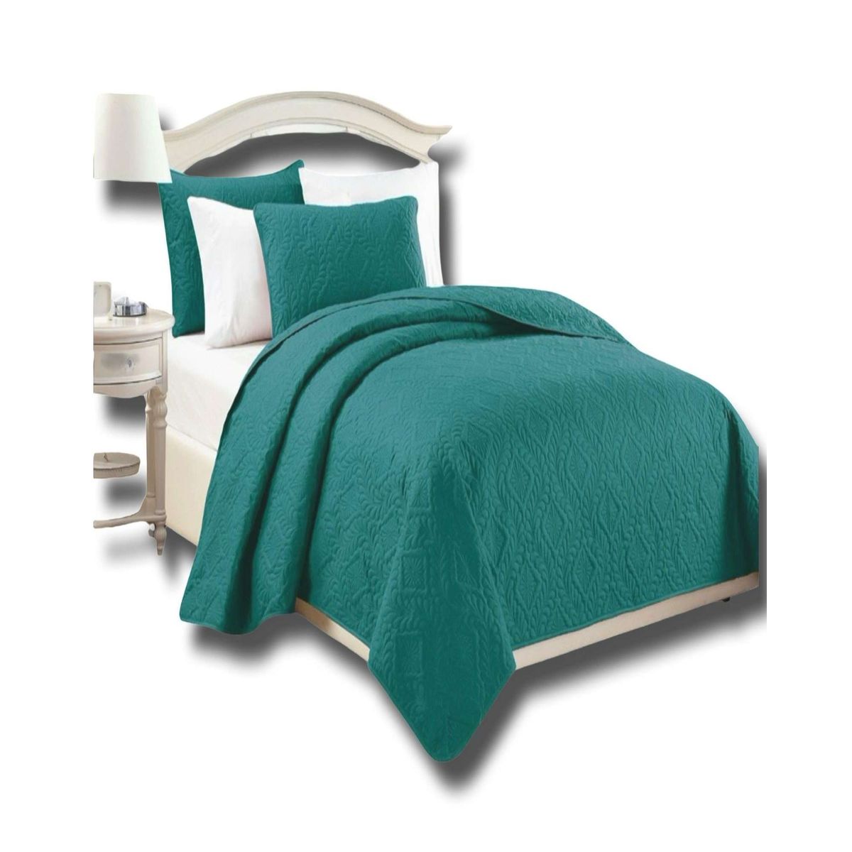 GENERICO - CUBRECAMA ELEGANTE  QUILT VERANO PLAZA Y MEDIA TURQUESA