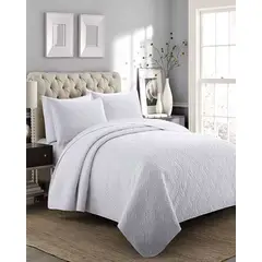 GENERICO - CUBRECAMA ELEGANTE QUILT VERANO PLAZA Y MEDIA BLANCO_.