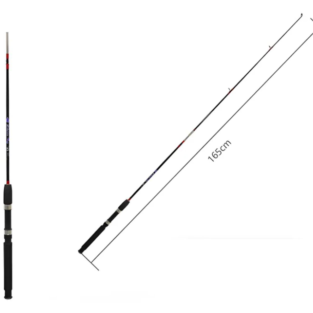 GENERICO - Caña De Pescar Spinning 1.65m De 2 Tramos Portátil Negra