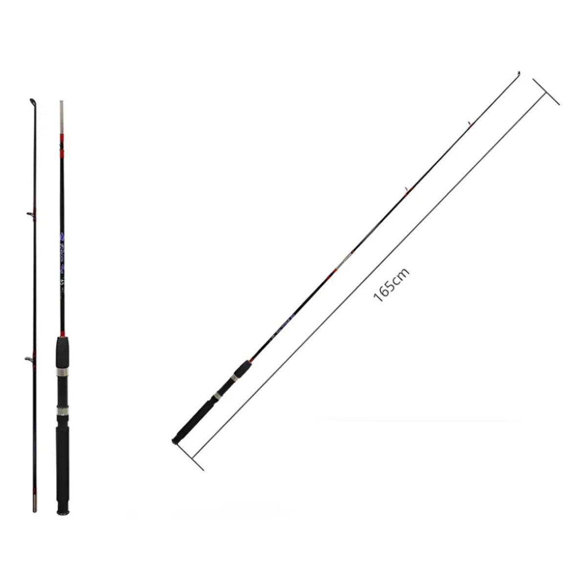 GENERICO - Caña De Pescar Spinning 1.65m De 2 Tramos Portátil Negra