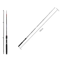 GENERICO - Caña De Pescar Spinning 1.65m De 2 Tramos Portátil Negra
