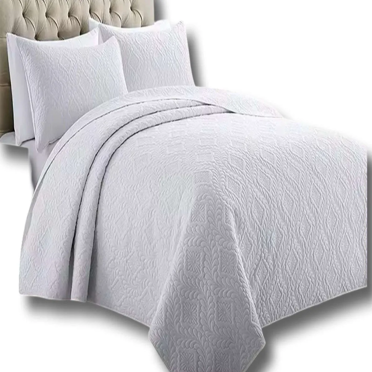 GENERICO - CUBRECAMA ELEGANTE  QUILT VERANO KING - SUPER KING 250 CM X 270 CM BLANCO