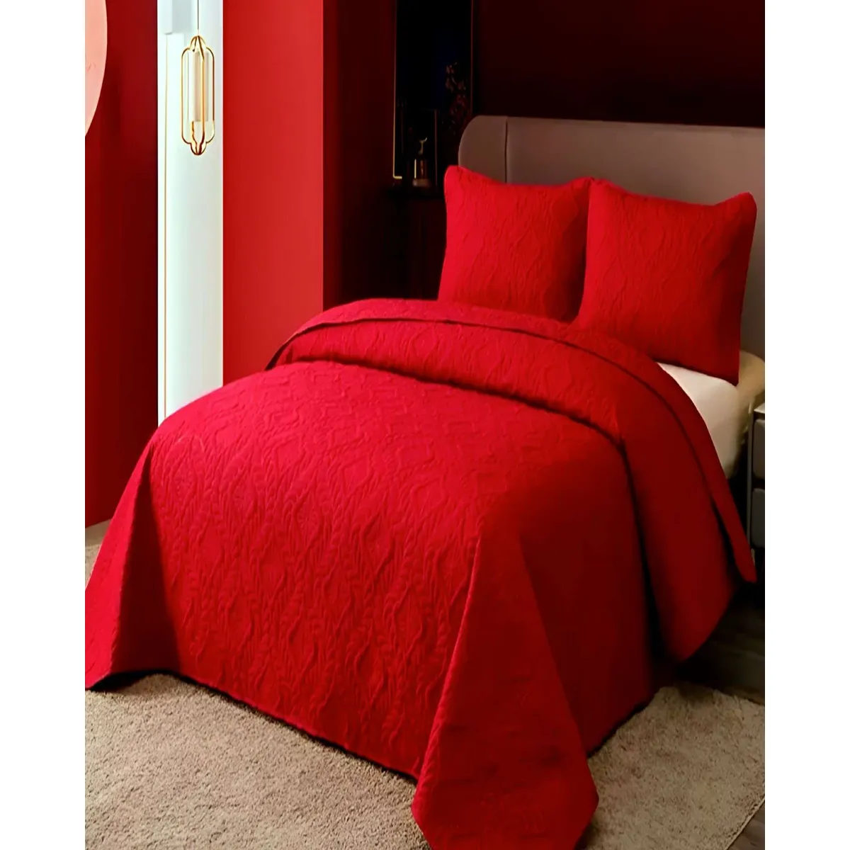 GENERICO - CUBRECAMA ELEGANTE  QUILT VERANO KING - SUPER KING 250 CM X 270 CM ROJO
