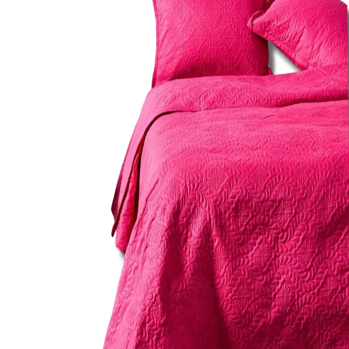 GENERICO - CUBRECAMA ELEGANTE  QUILT VERANO PLAZA Y MEDIA FUCSIA