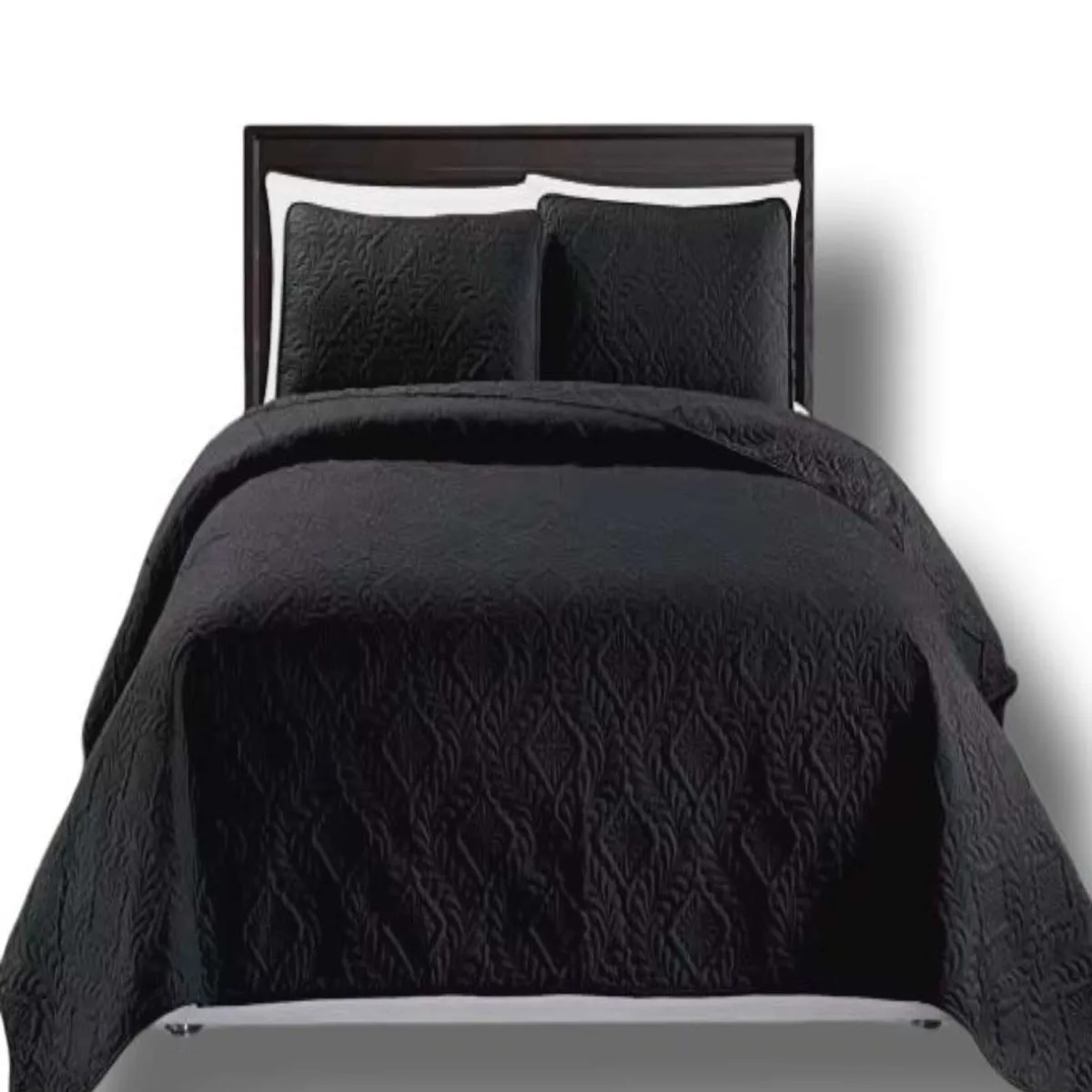 GENERICO - CUBRECAMA ELEGANTE  QUILT VERANO PLAZA Y MEDIA NEGRO