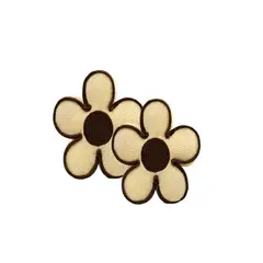 GENERICO - SET DE 2 COJINES DECORATIVOS EN FORMA DE FLOR COLOR BEIGE CON BORDE MARRON