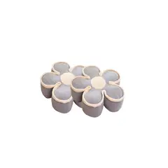 GENERICO - SET DE 2 COJINES DECORATIVOS EN FORMA DE FLOR COLOR GRIS CON BORDE BEIGE
