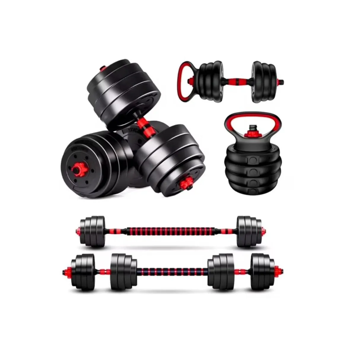 GENERICO - Set Mancuernas y Barra Ajustable 30 kg Entrenamiento Fitness