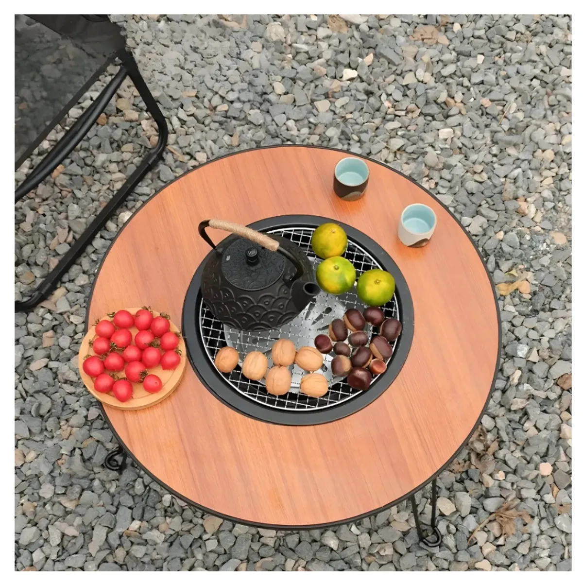 GENERICO - Mesa Parrilla A Carbón Genérica 60x465cm Plegable Marrón Claro