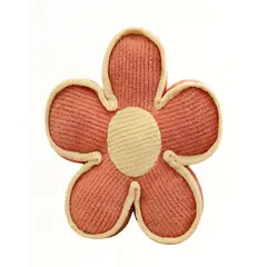GENERICO - COJIN FORMA DE FLOR DECORATIVO COLOR NARANJA CON BORDE BEIGE