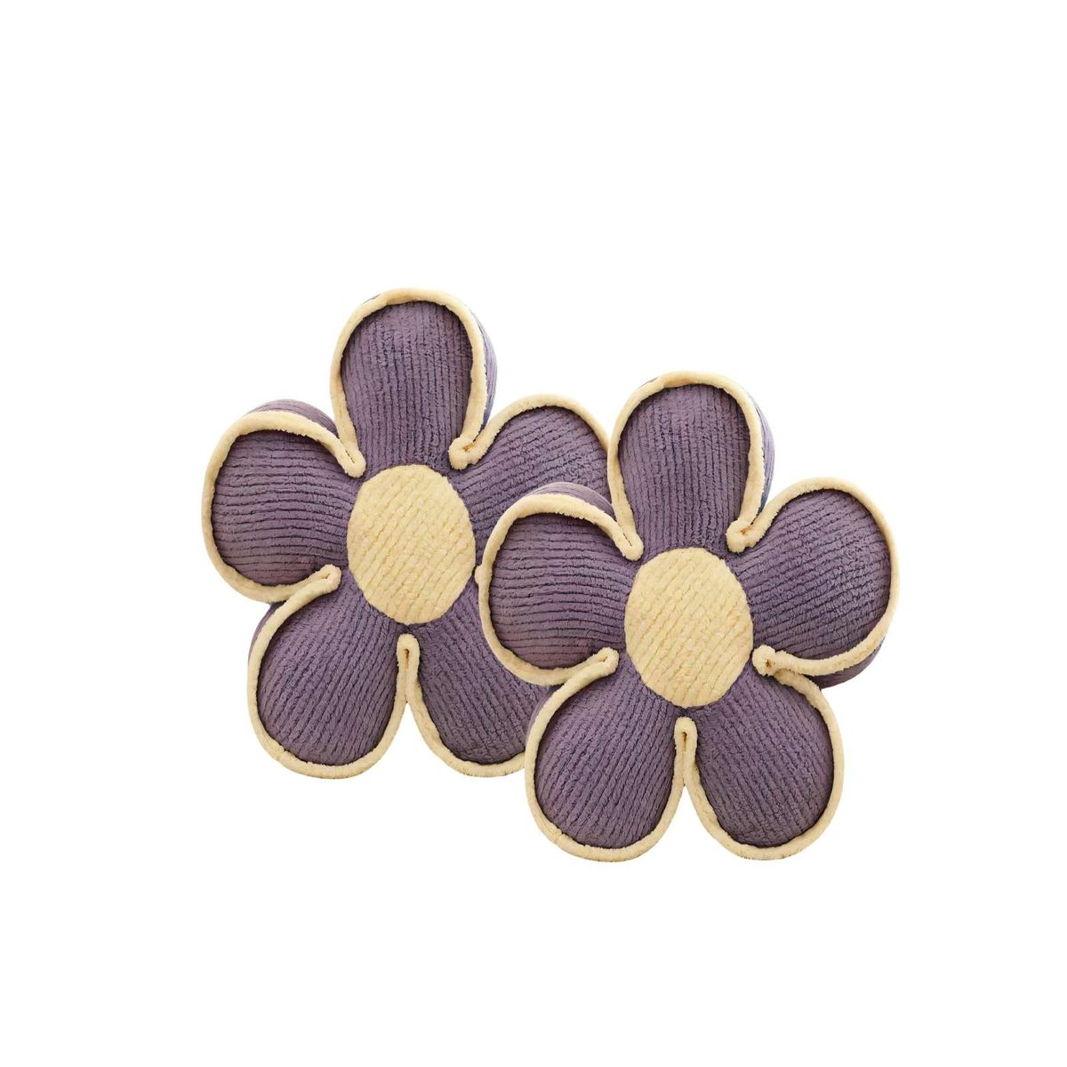 GENERICO - PACK DE COJIN DECORATIVO EN FORMA DE FLOR  COLOR MORADO CON BORDE BEIGE.