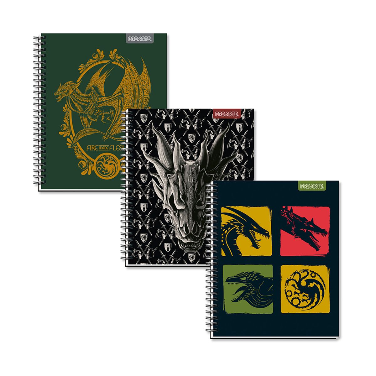 PROARTE - Set 3 Cuadernos Universitario House of Dragons 100hj Proarte Surtido