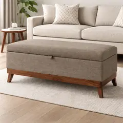 GENERICO - Banqueta con Baúl Incy Gris Beige 120x50x40 cm Máxima Design