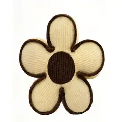 GENERICO - COJIN EN FORMA DE FLOR ACANALADO COLOR BEIGE CON BORDE MARRON