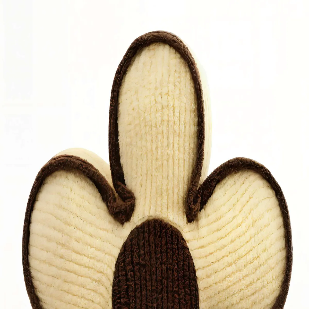 GENERICO - COJIN EN FORMA DE FLOR ACANALADO COLOR BEIGE CON BORDE MARRON