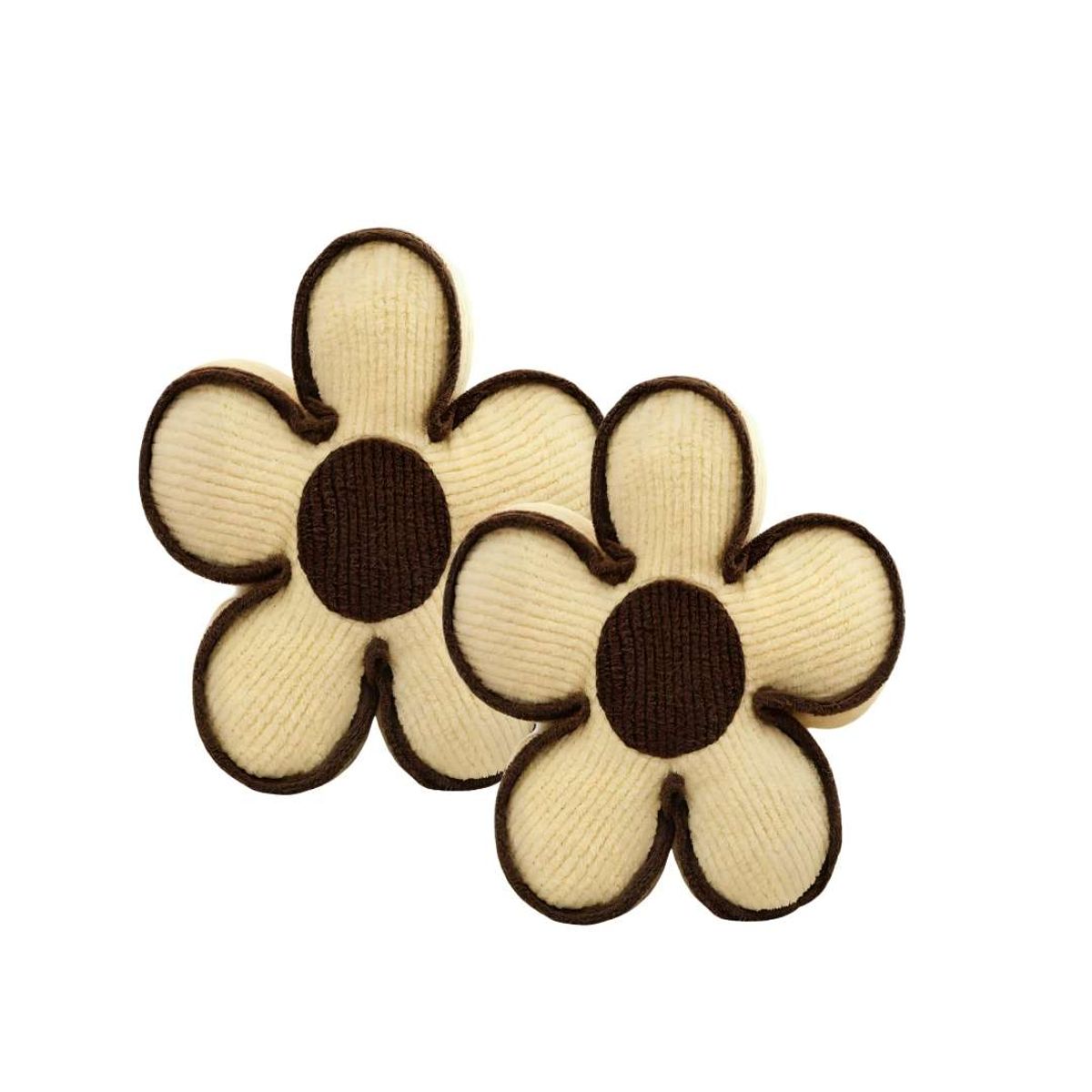 GENERICO - JUEGO DE COJINES DECORATIVOS EN FORMA DE FLOR COLOR BEIGE CON BORDE MARRON