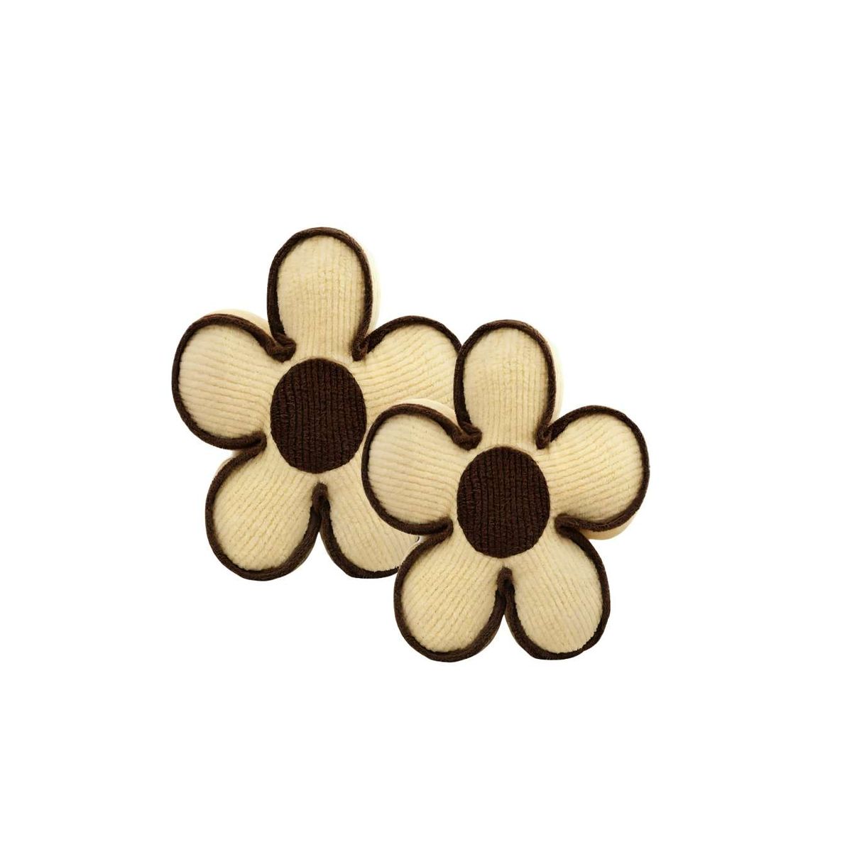 GENERICO - JUEGO DE COJINES DECORATIVOS EN FORMA DE FLOR COLOR BEIGE CON BORDE MARRON