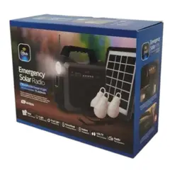 MLAB - Kit Radio Emergencia Con Panel Solar Power Box y 3 ampolletas / 9653 Negro