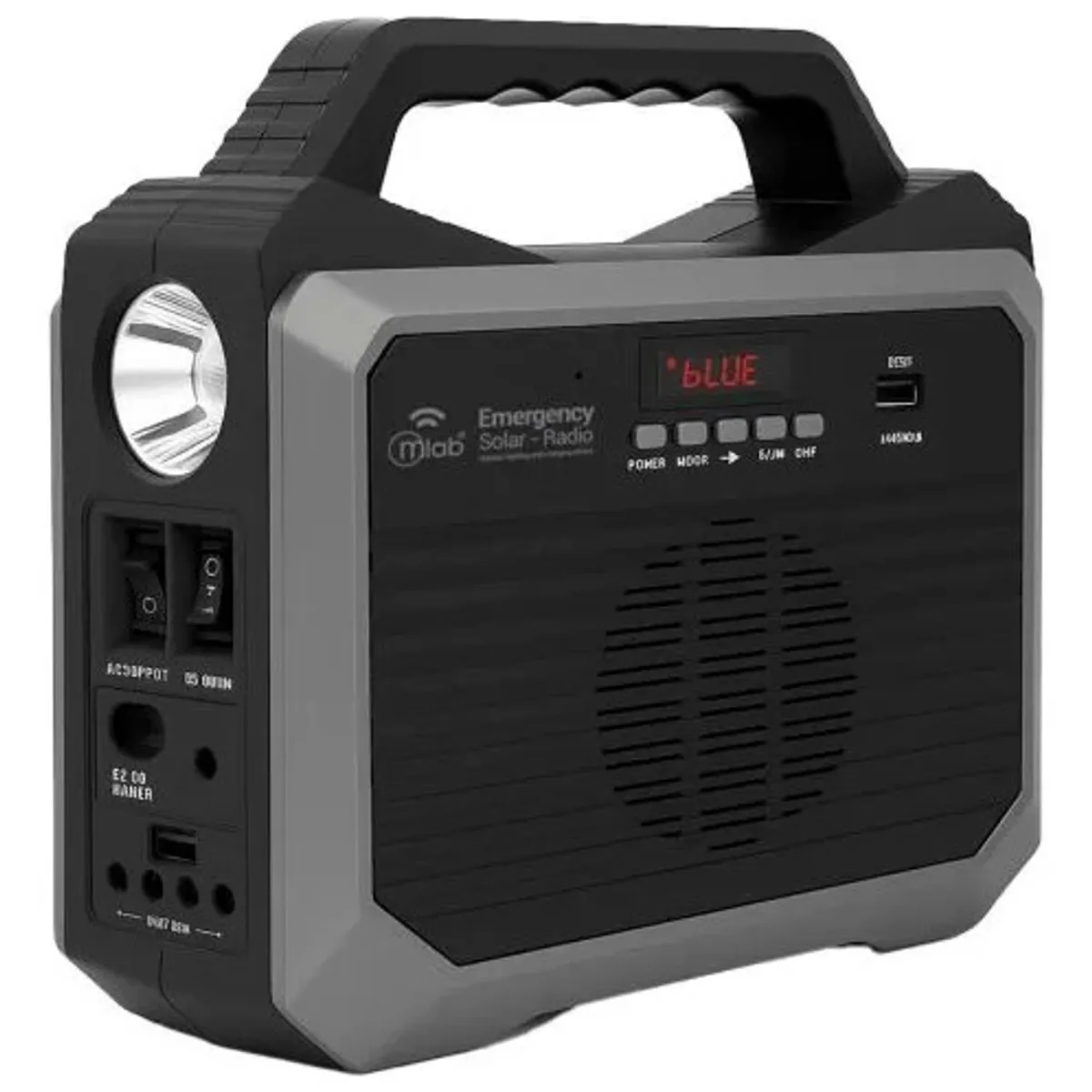 MLAB - kit Radio Emergencia Con Panel Solar Power Box y 3 ampolletas / Mlab 9653 Negro