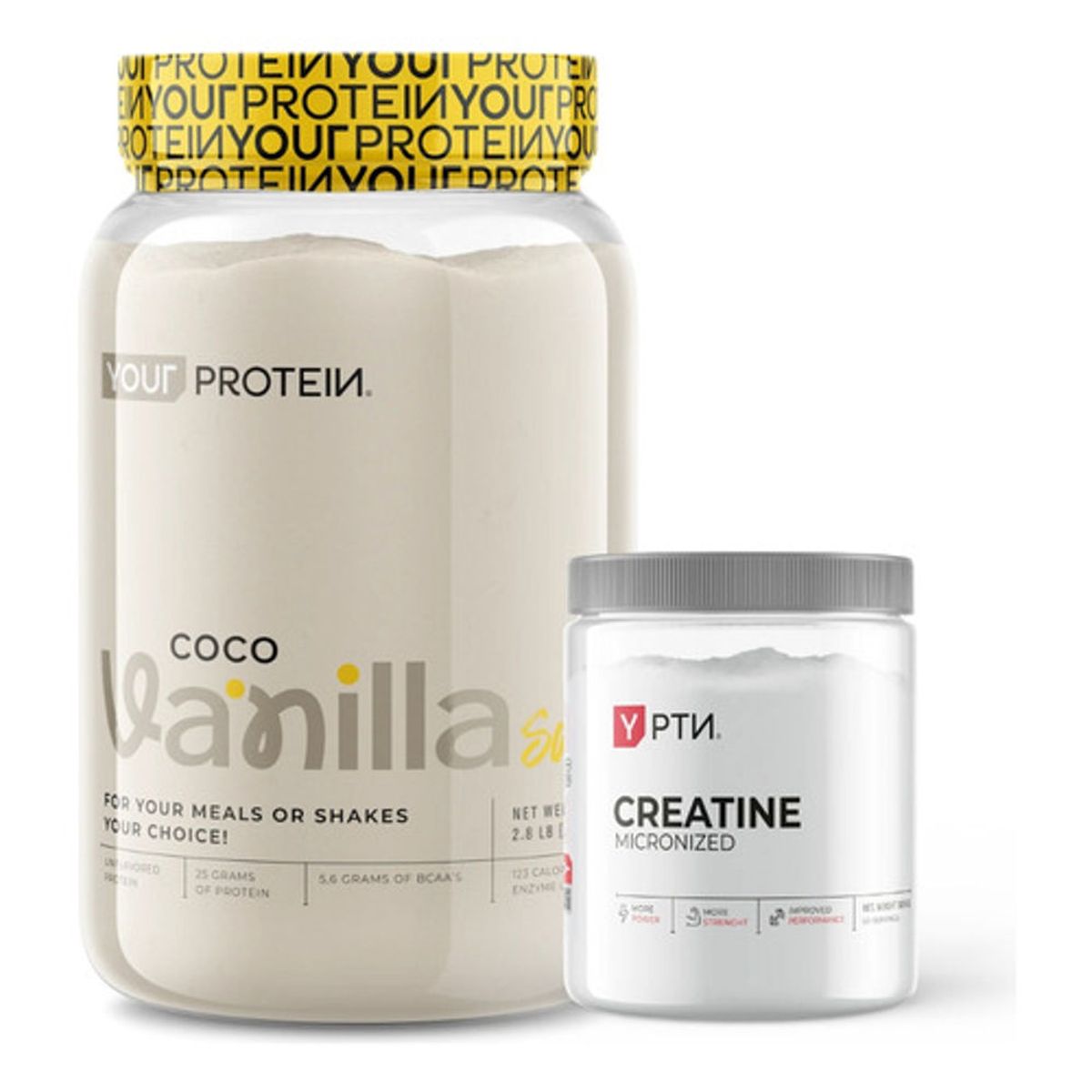 YOUR PROTEIN - Pack Creatina Sin Sabor 300 Gr + Your Protein Whey 1.28 Kg Coco Vainilla