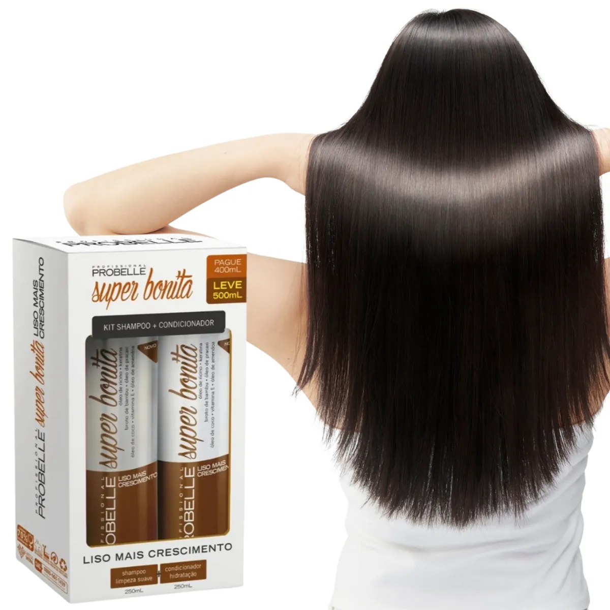 PROBELLE - Shampoo Acondicionador Liso Más Crecimiento 500ml