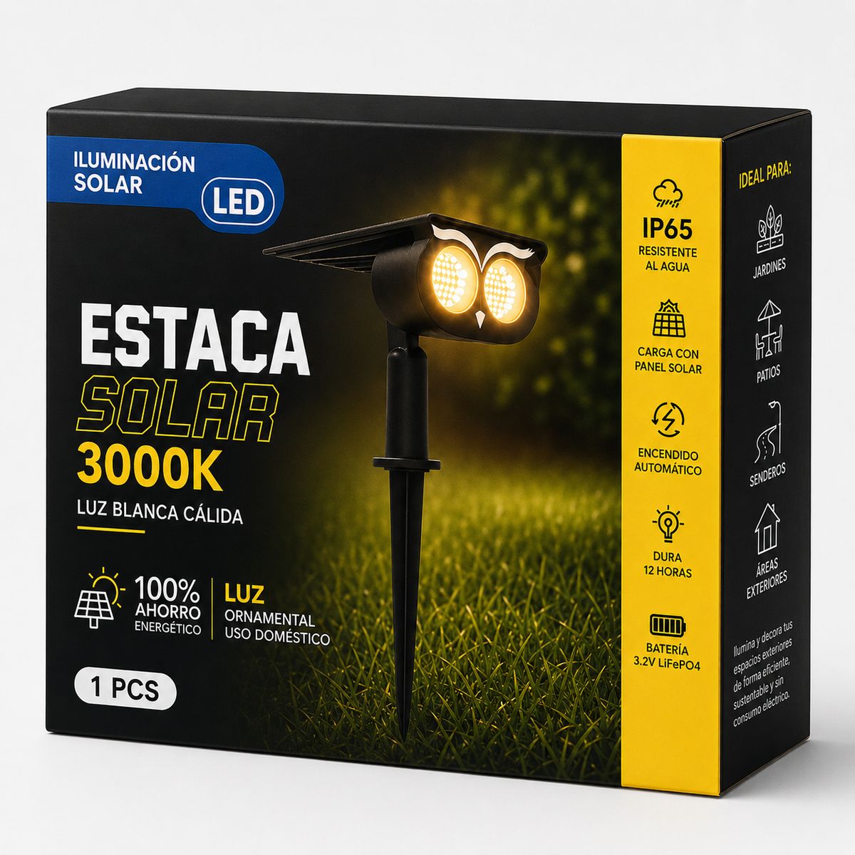 OEM - Luminaria Solar con Estaca para Jardín & Patio IP65 3K 12Hr
