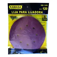 KAMASA - 5 Lija Pulir 7´´/180mm Con Velcro Grano P120 Esmeril/taladro