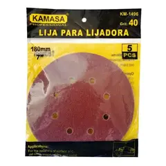 KAMASA - 5 Lija Pulir 7´´/180mm Con Velcro Grano P40 Esmeril/taladro