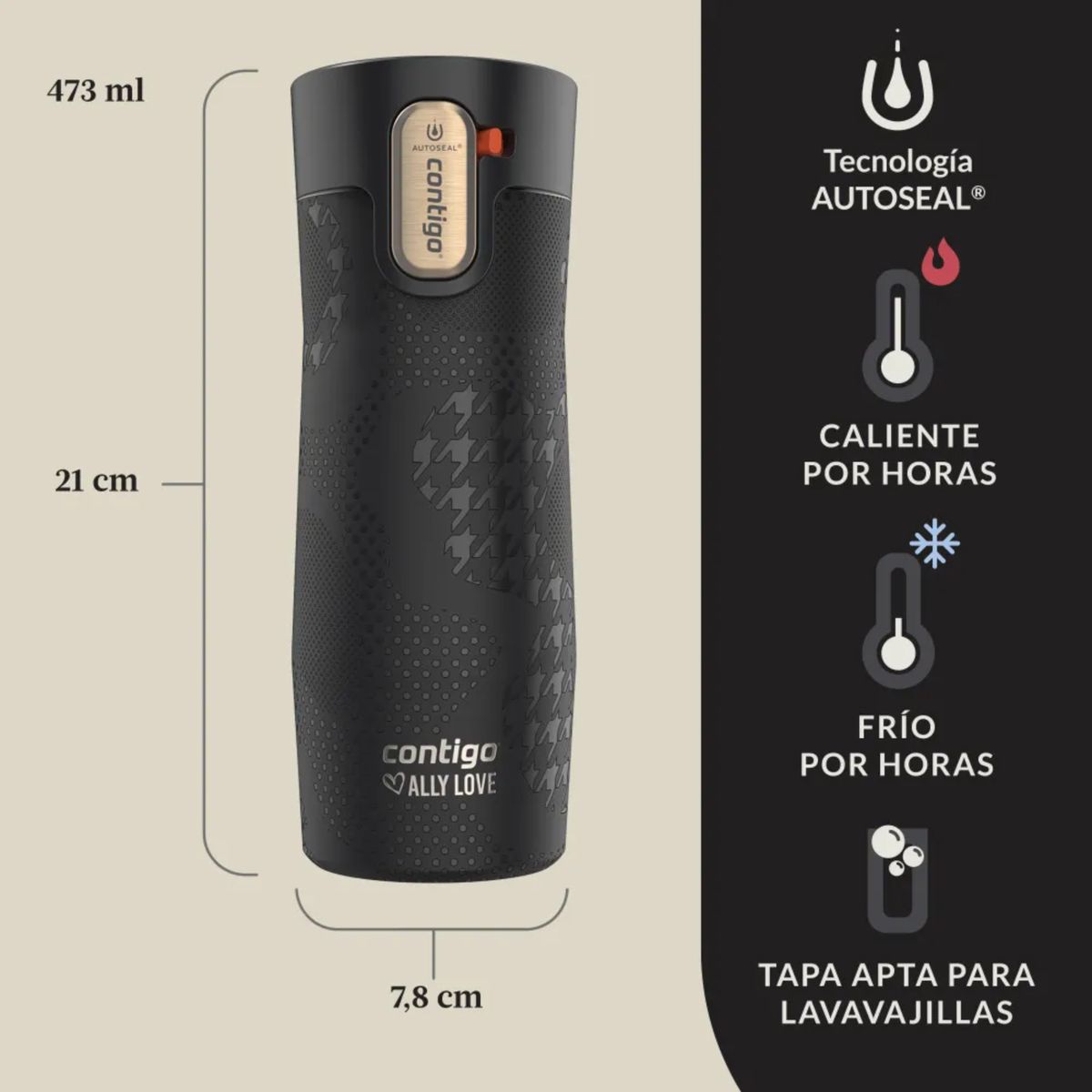 CONTIGO - Mug Contigo West Loop 3.0 Ally Love de acero inoxidable 473ml