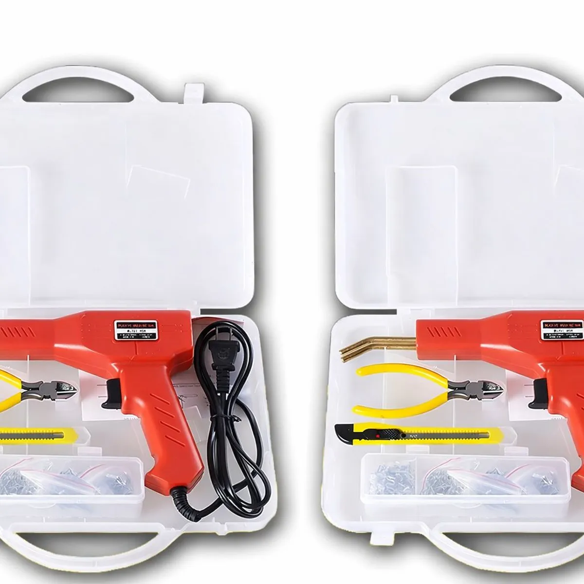 GENERICO - Pack 2 Grapadora Soldadora Plastico Electrica Reparar Bumper Parachoques Auto Moto Kit Maletin