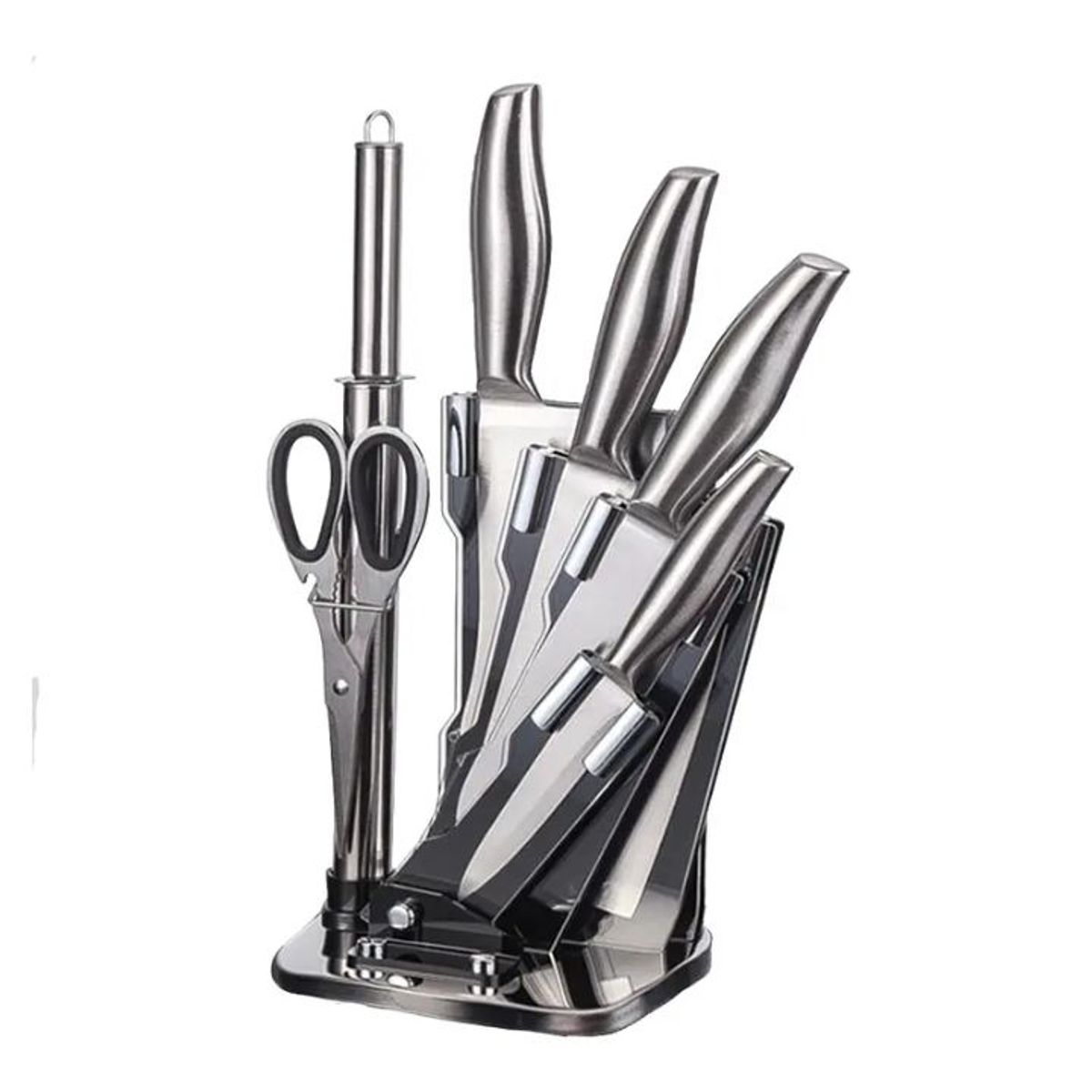 GENERICO - Set De Cuchillos 7 Piezas Acero Inoxidable + Soporte