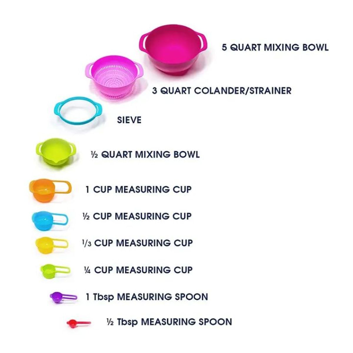 GENERICO - Set De Tazas Medidoras Cernidor Colador Bowl Cocina