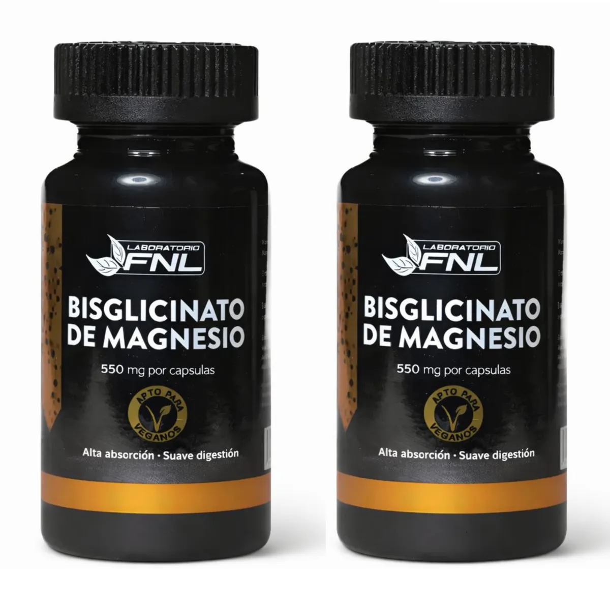 FNL - Magnesio Bisglicinato FNL 550 mg - Alta Absorción - 60 Cápsulas Vegetales - Vegano - Suave Digestión