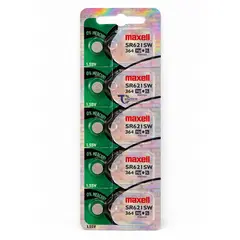 MAXELL - Pack 5 Pilas SR621SW (364) 1.55v Tipo Botón Holograma