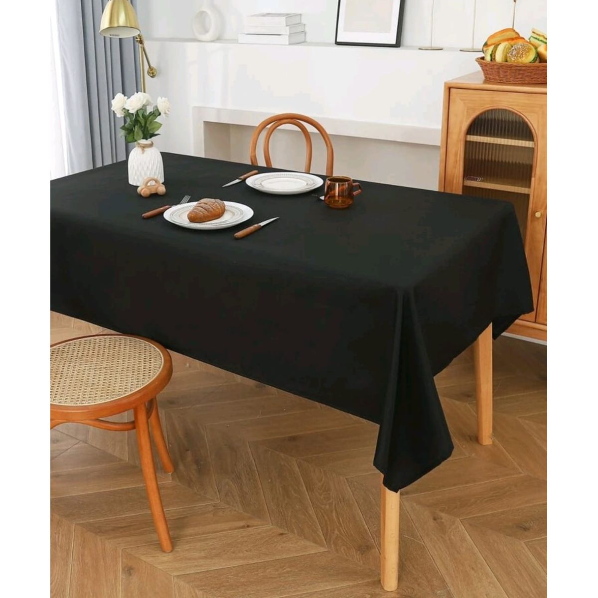 GENERICO - MANTEL ANTIMANCHAS RECTANGULAR  NEGRO