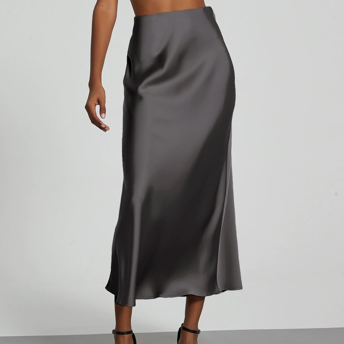 VELVET - Falda Satinada Zoe Gris