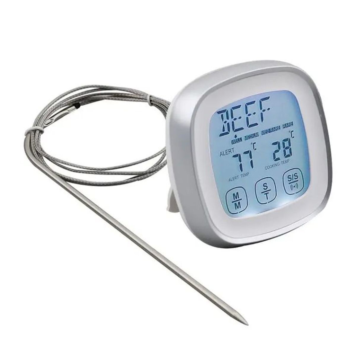 GENERICO - Termómetro Temporizador Digital Para Carnes Asado Parrilla
