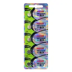 MAXELL - Pack 5 Pilas SR721SW (362) 1.55v Tipo Botón Holograma
