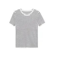 VELVET - Polera Basica Algodón Rayas Noélia Blanca Rayas