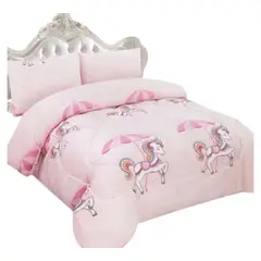 GENERICO - Cubrecama quilt de verano 1.5 plazas diseño Unicornio con sombrilla