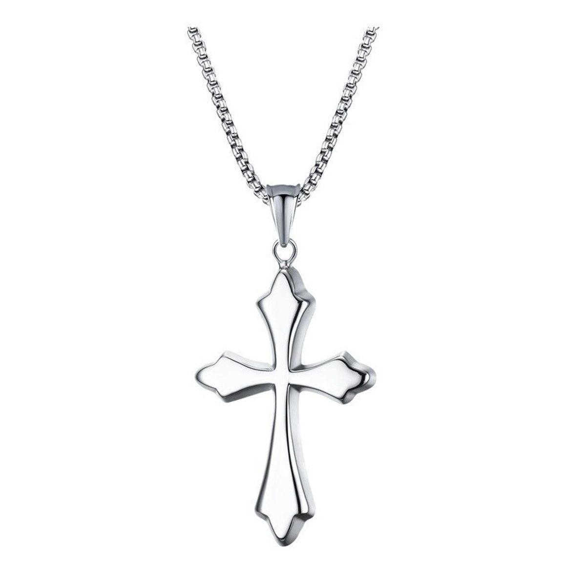 GENERICO - Collar Silver Titanio Cruz Hombre Mujer Moda 2022 Xxx