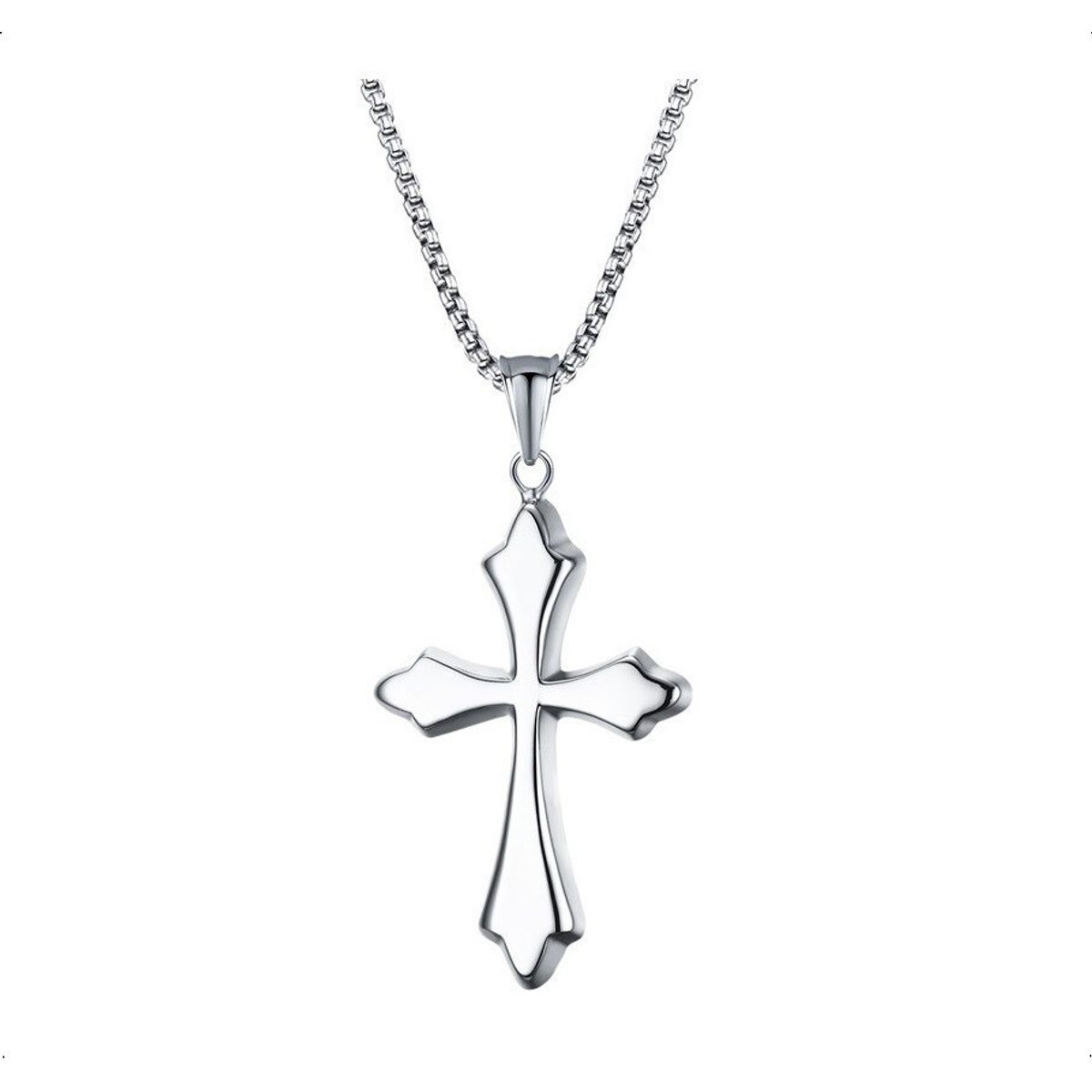 GENERICO - Collar Silver Titanio Cruz Hombre Mujer Moda 2022 Xxx